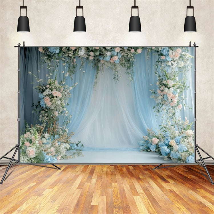 Mother's Day Backdrops Dreamy Blue Floral Drapery Backdrop UK GQ2-104