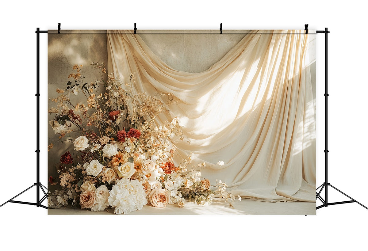 Mother's Day Photo Backdrop Rustic Golden Sunset Floral Backdrop UK GQ2-105