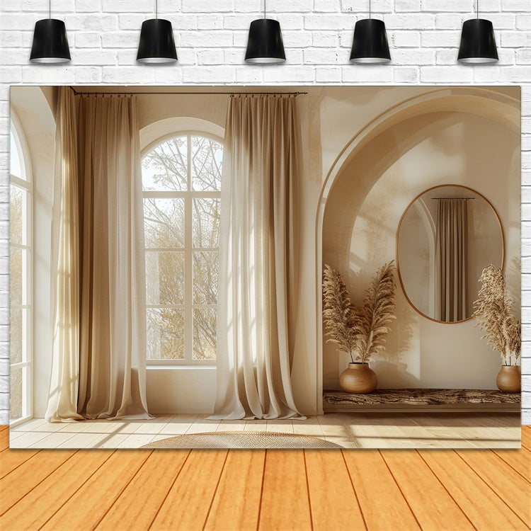 Mother's Day Backdrop Ideas Minimalist Beige Window Arch Backdrop UK GQ2-106