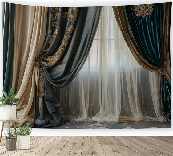 Mother's Day Backdrop Opulent Gold Embroidery Curtain Backdrop UK GQ2-107