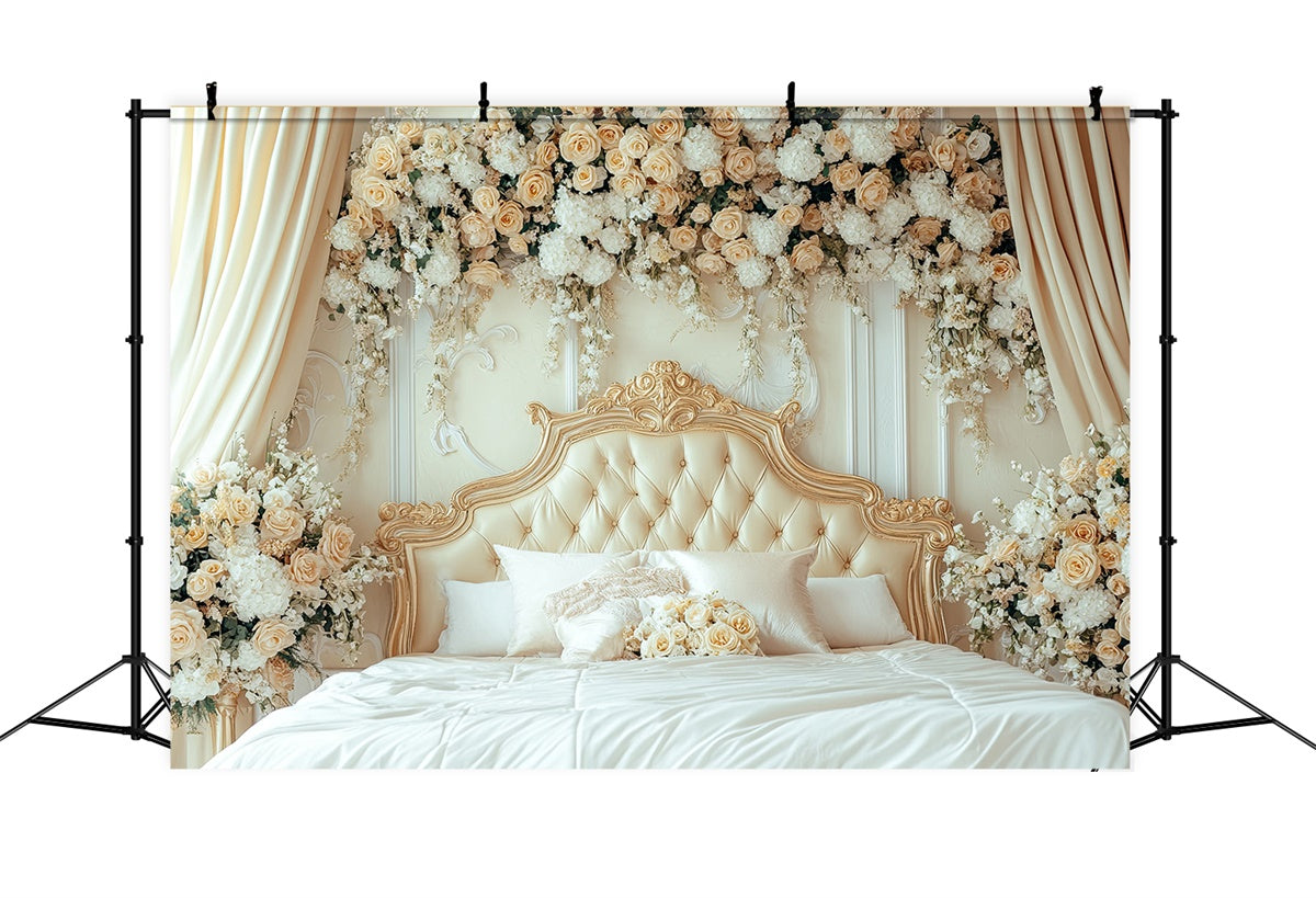 Mothers Day Photo Backdrop Vintage Cream Rose Bed Backdrop UK GQ2-108