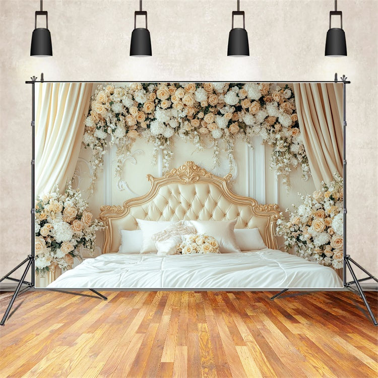 Mothers Day Photo Backdrop Vintage Cream Rose Bed Backdrop UK GQ2-108