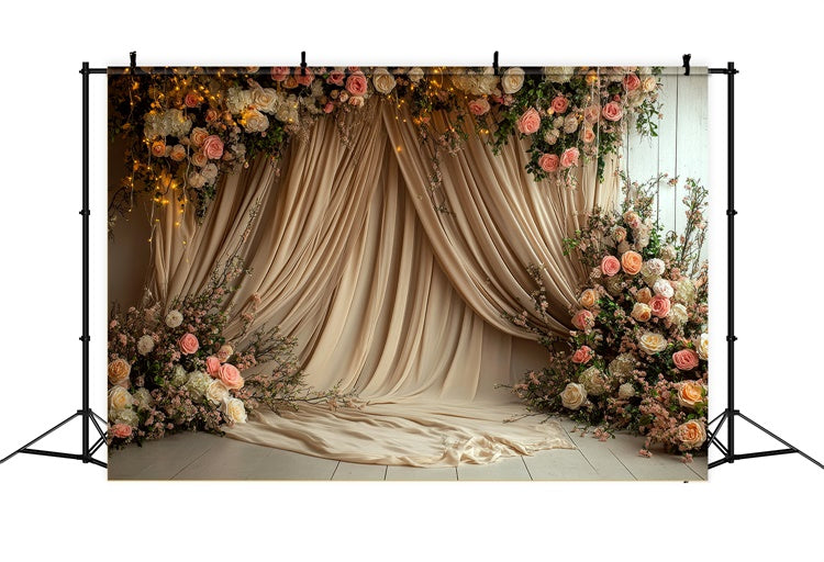 Mothers Day Photo Backdrop Warm Glow Floral Draped Backdrop UK GQ2-109