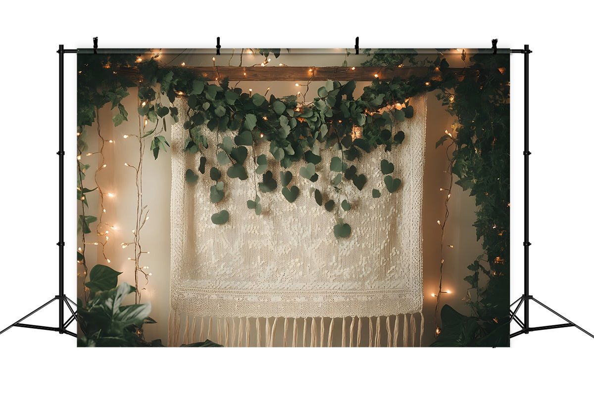 Boho Photo Backdrop Elegant Leaf Garland Lace Backdrop UK GQ2-11