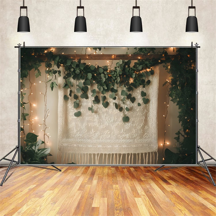 Boho Photo Backdrop Elegant Leaf Garland Lace Backdrop UK GQ2-11