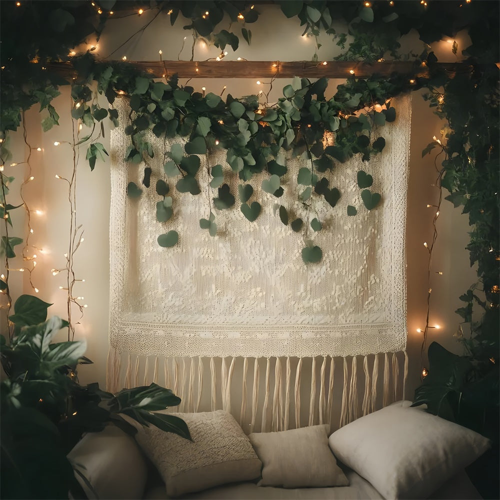 Boho Photo Backdrop Elegant Leaf Garland Lace Backdrop UK GQ2-11