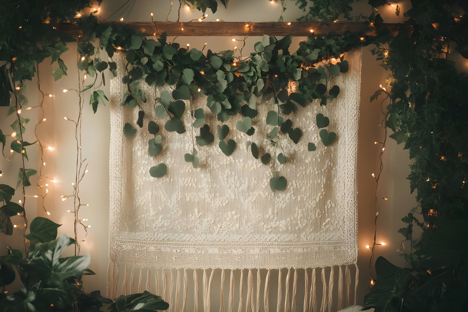 Boho Photo Backdrop Elegant Leaf Garland Lace Backdrop UK GQ2-11