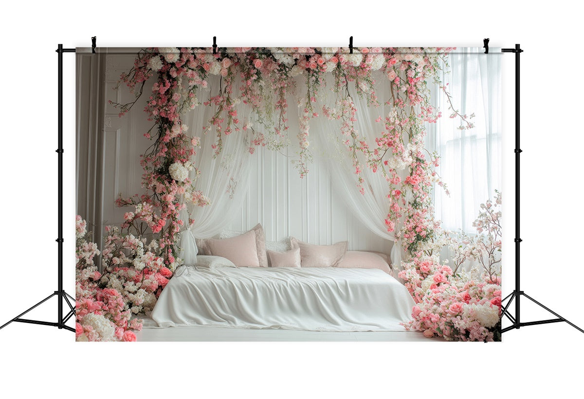 Mothers Day Backdrops Dreamy Pink Rose Floral Arch Backdrop UK GQ2-114