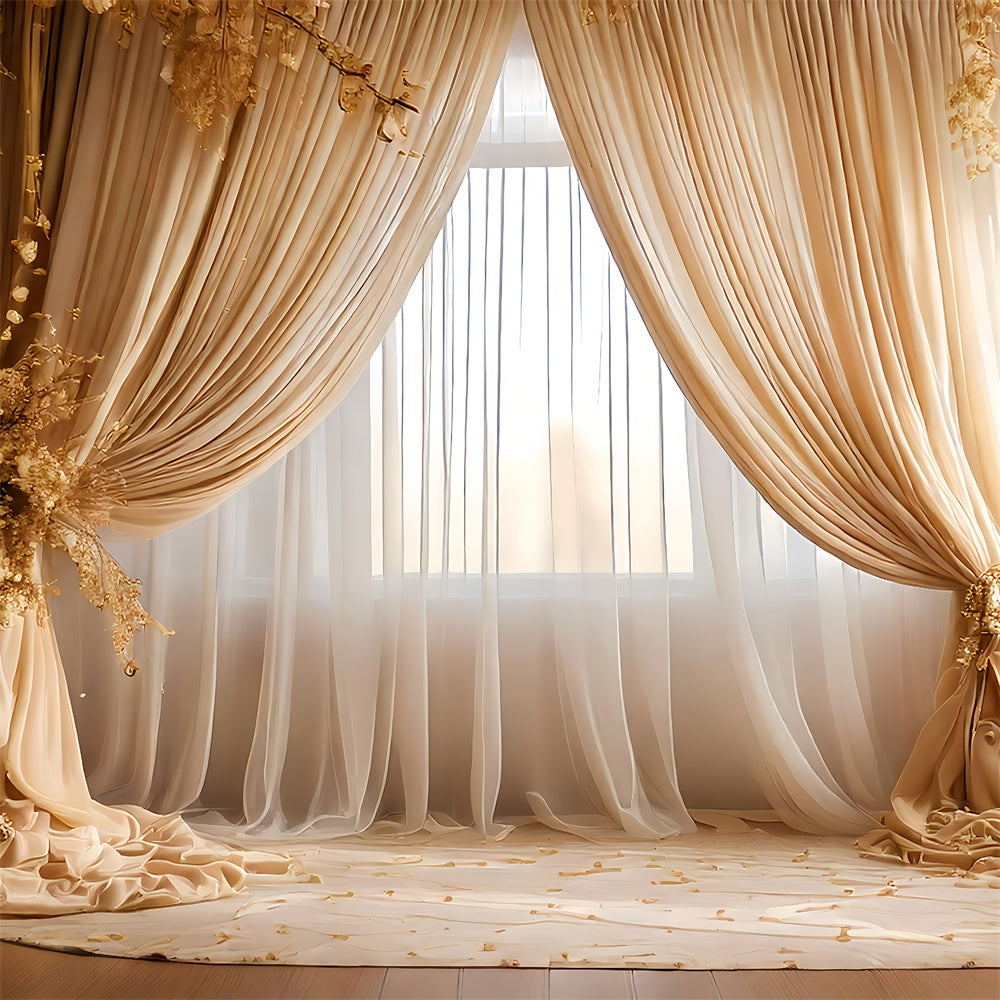 Mother's Day Backdrop Vintage Golden Blossom Drapes Backdrop UK GQ2-117