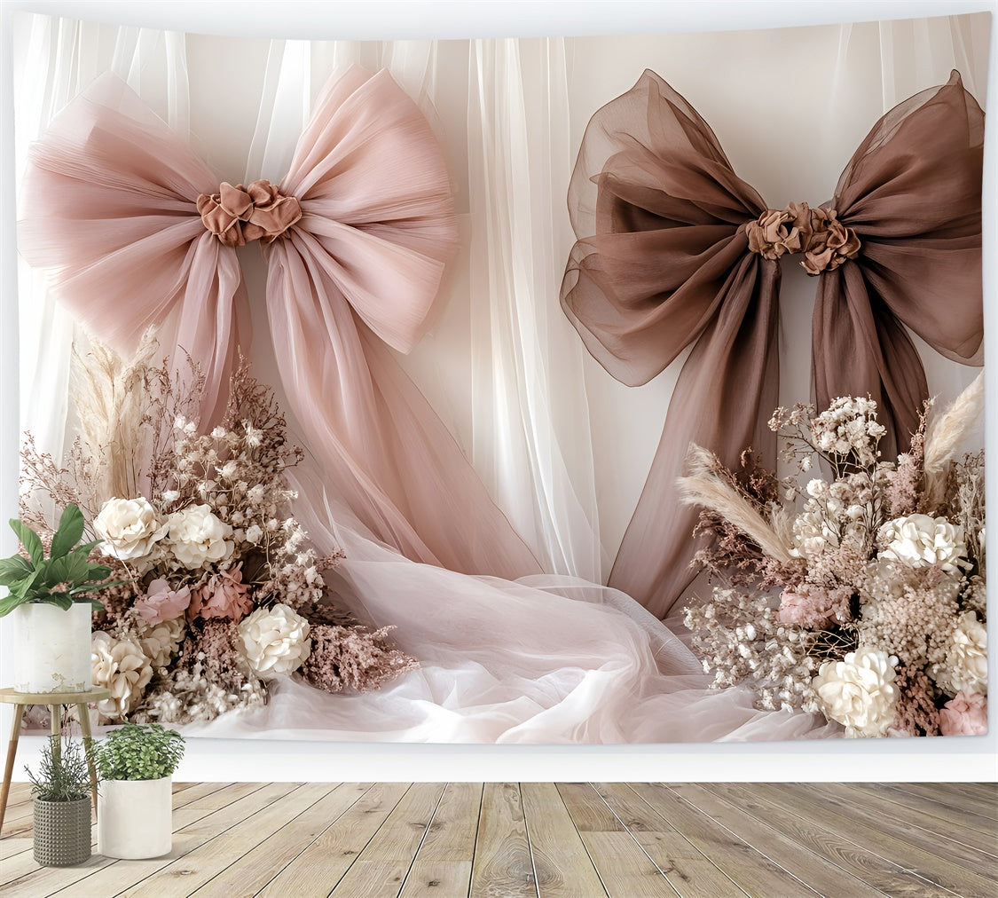 Mother's Day Backdrop Ideas Delicate Silk Bow Flower Backdrop UK GQ2-118