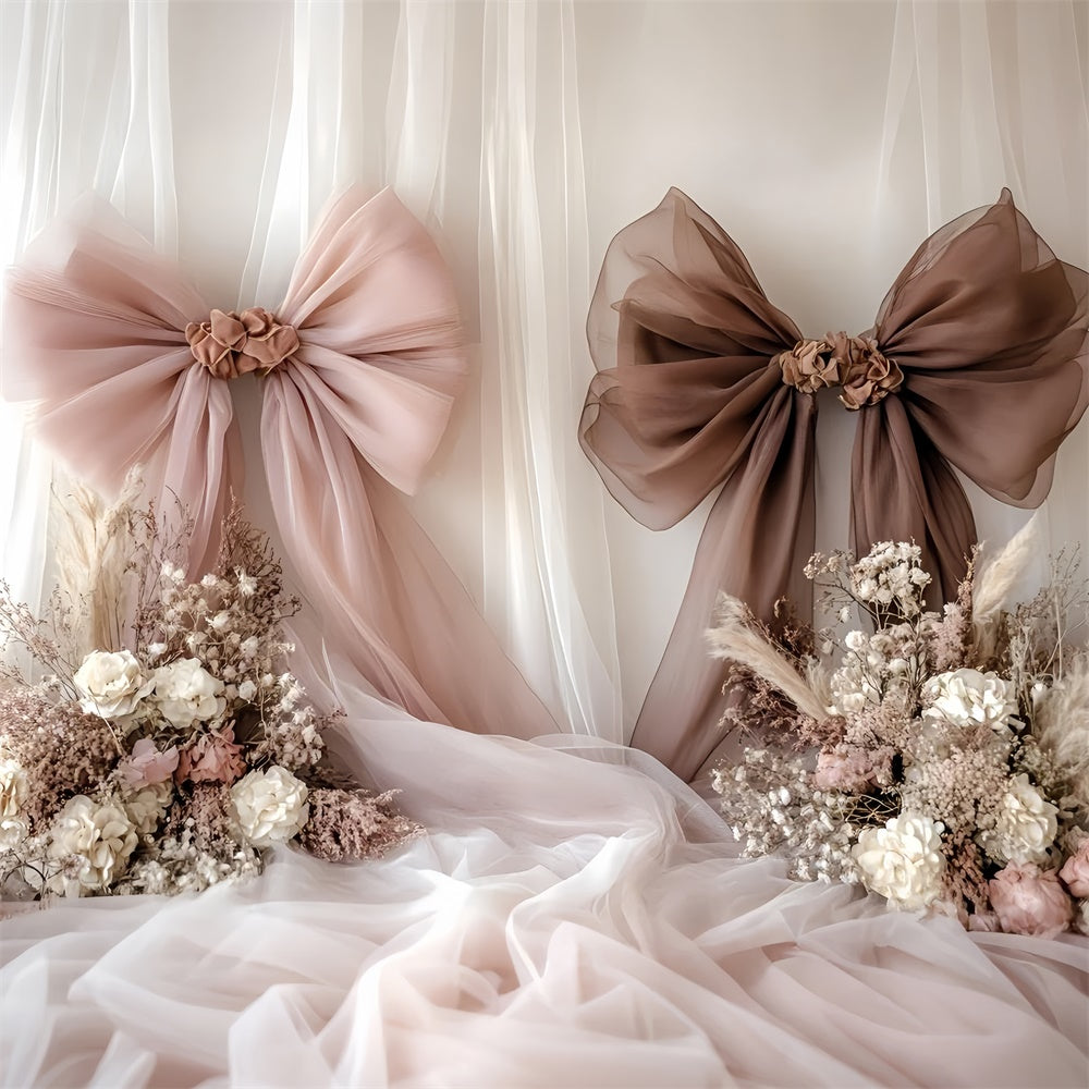 Mother's Day Backdrop Ideas Delicate Silk Bow Flower Backdrop UK GQ2-118