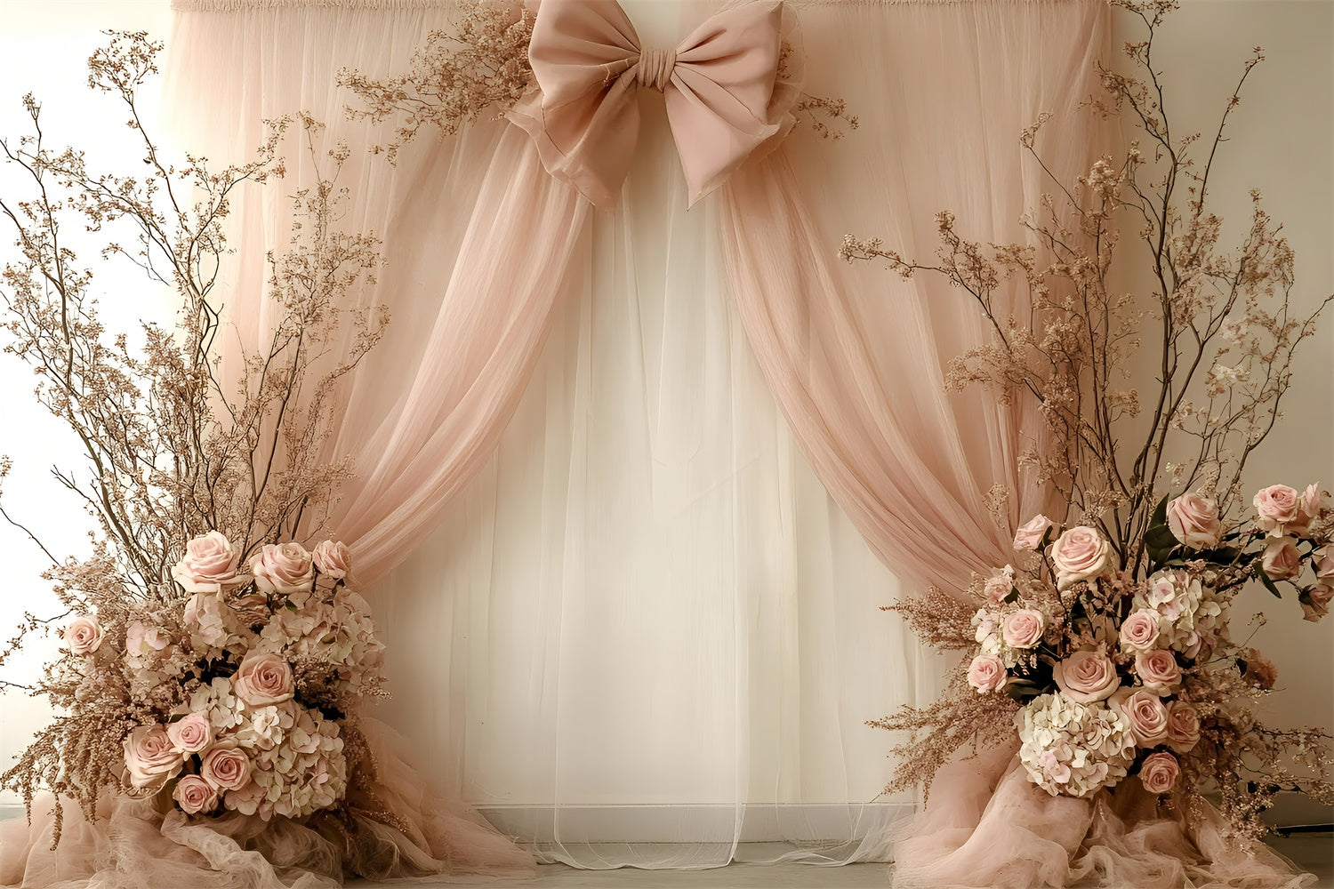 Happy Mother's Day Backdrop Dreamy Floral Silk Bow Backdrop UK GQ2-119