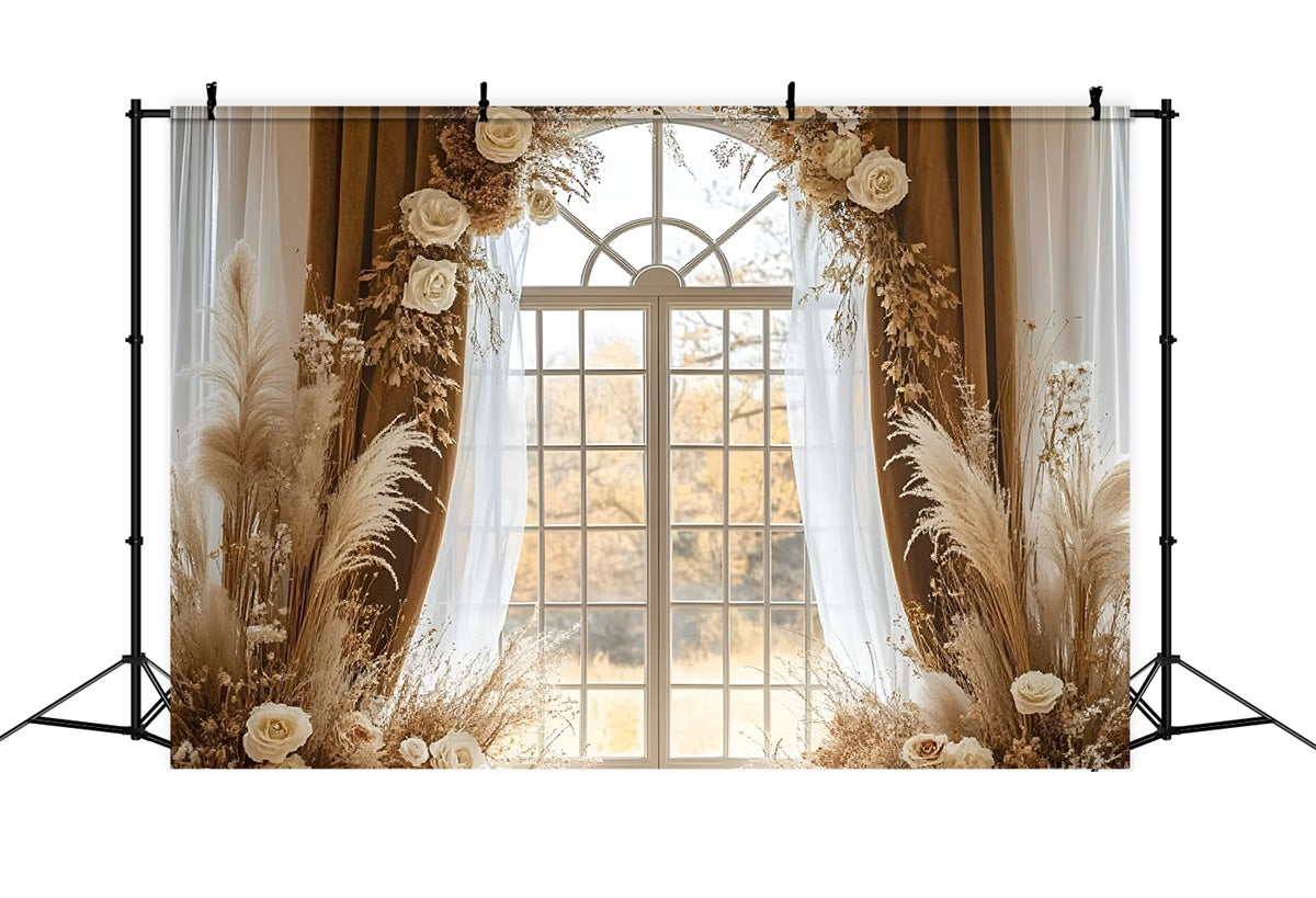 Backdrops For Mothers Day Elegant White Rose Arch Backdrop UK GQ2-120