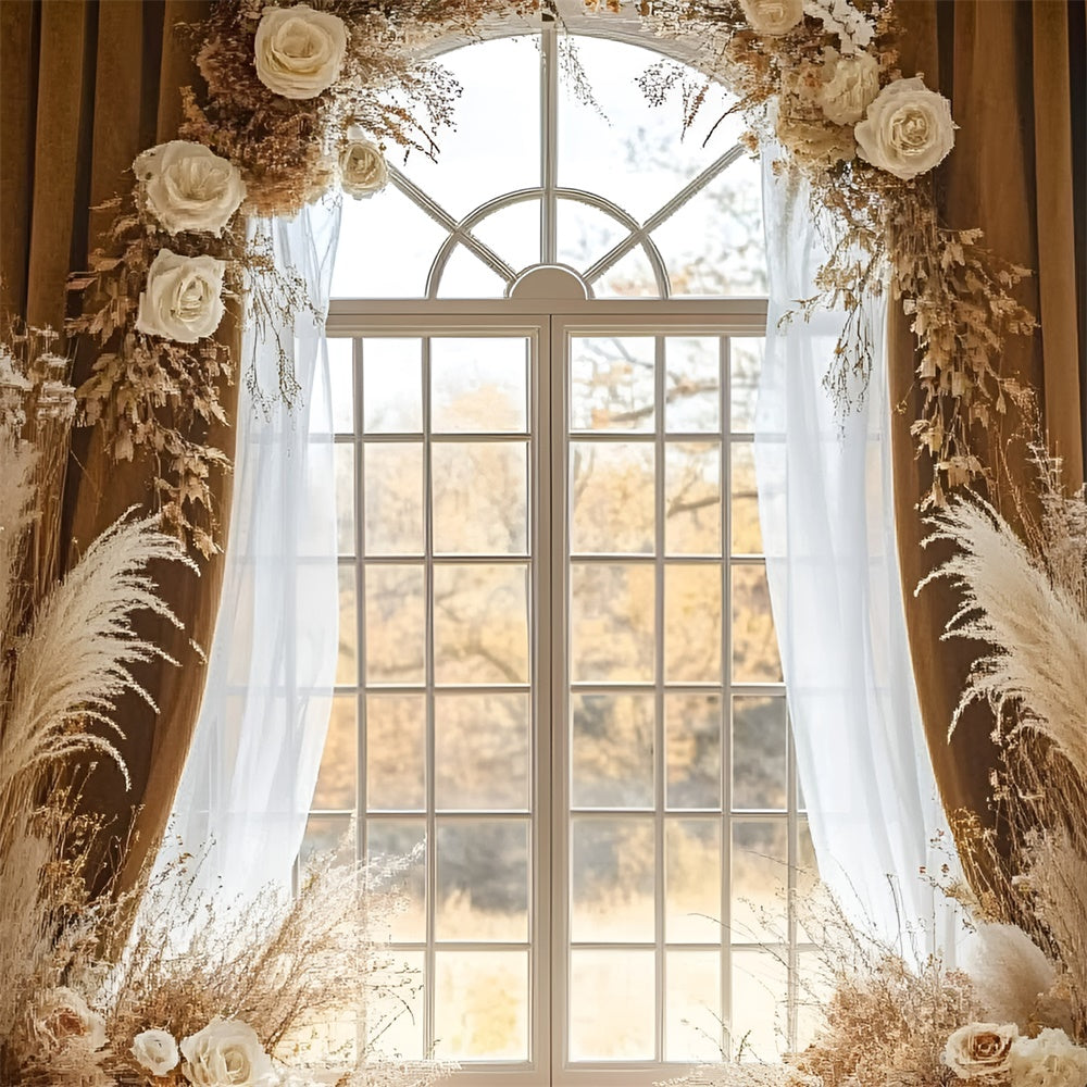 Backdrops For Mothers Day Elegant White Rose Arch Backdrop UK GQ2-120