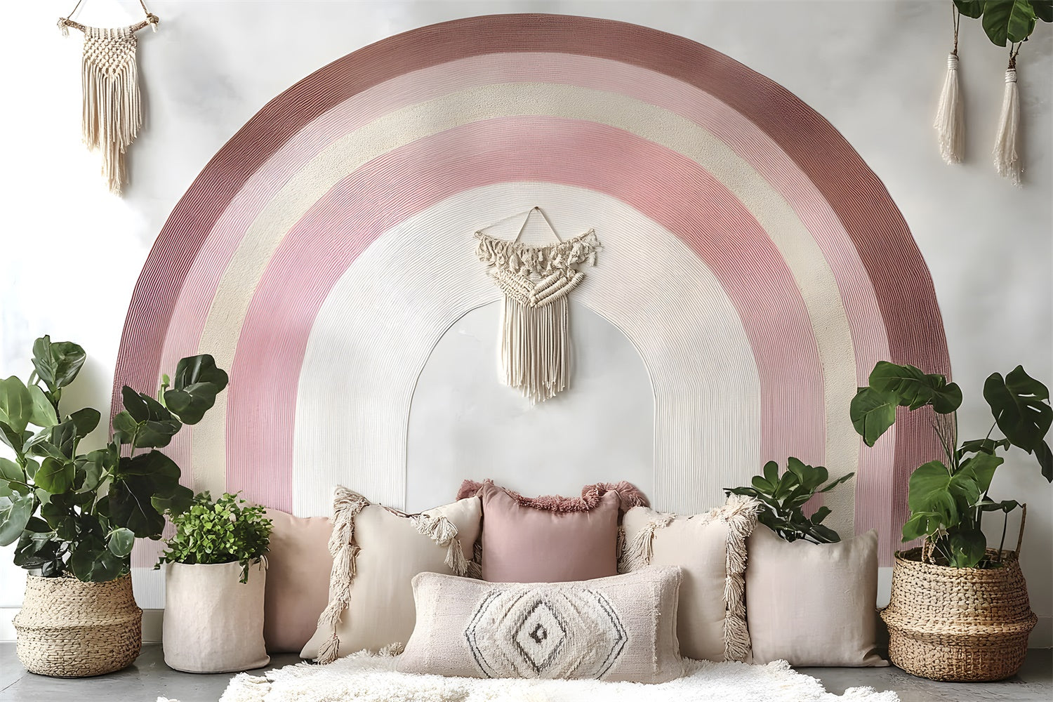 Mother's Day Backdrop Ideas Gentle Rainbow Macrame Wall Backdrop UK GQ2-124