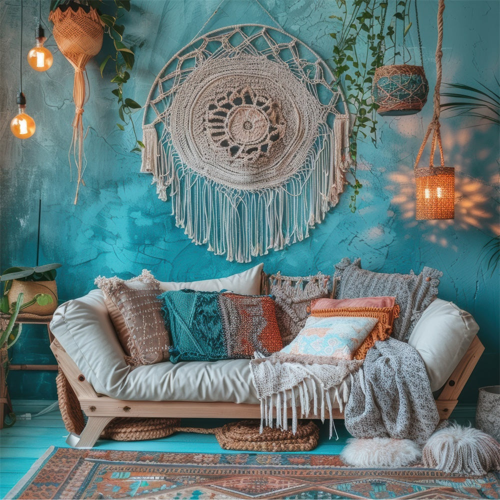 Mother's Day Backdrop Vintage Blue Boho Living Room Backdrop UK GQ2-125