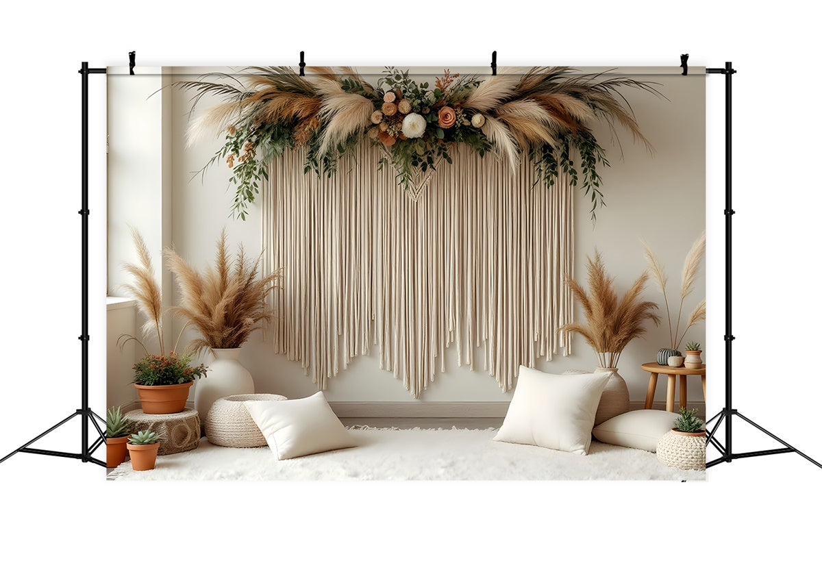 Mothers Day Backdrops Elegant Floral Rustic Pampas Backdrop UK GQ2-126