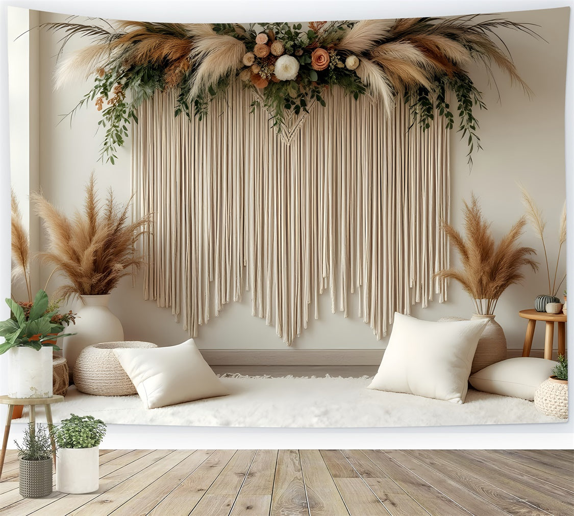 Mothers Day Backdrops Elegant Floral Rustic Pampas Backdrop UK GQ2-126