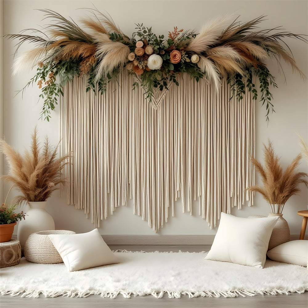 Mothers Day Backdrops Elegant Floral Rustic Pampas Backdrop UK GQ2-126