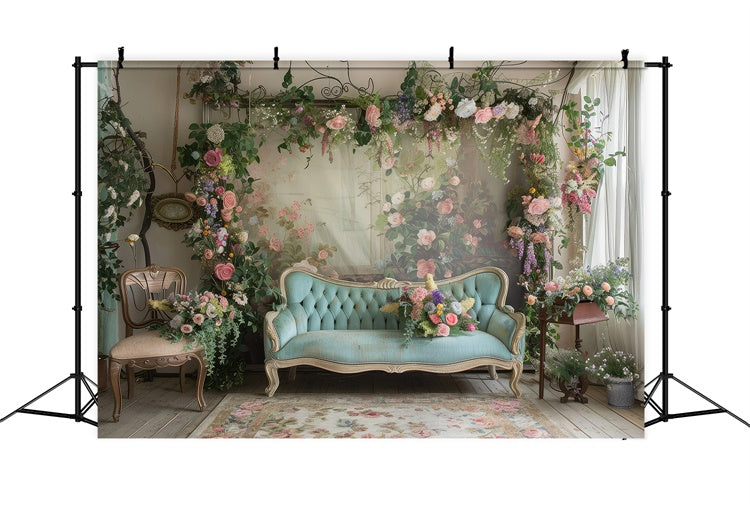 Backdrops For Mother's Day Soft Pastel Roses Sofa Backdrop UK GQ2-127