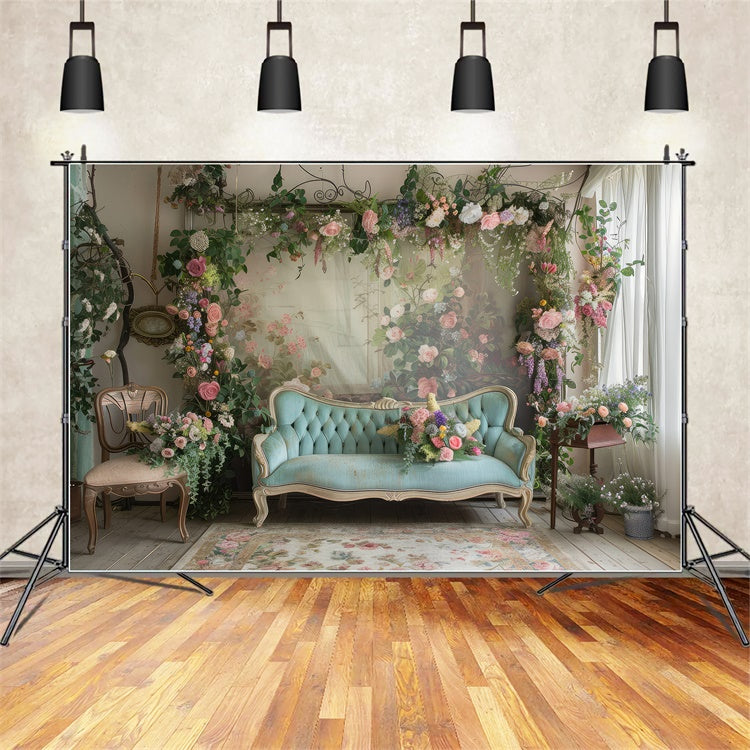 Backdrops For Mother's Day Soft Pastel Roses Sofa Backdrop UK GQ2-127