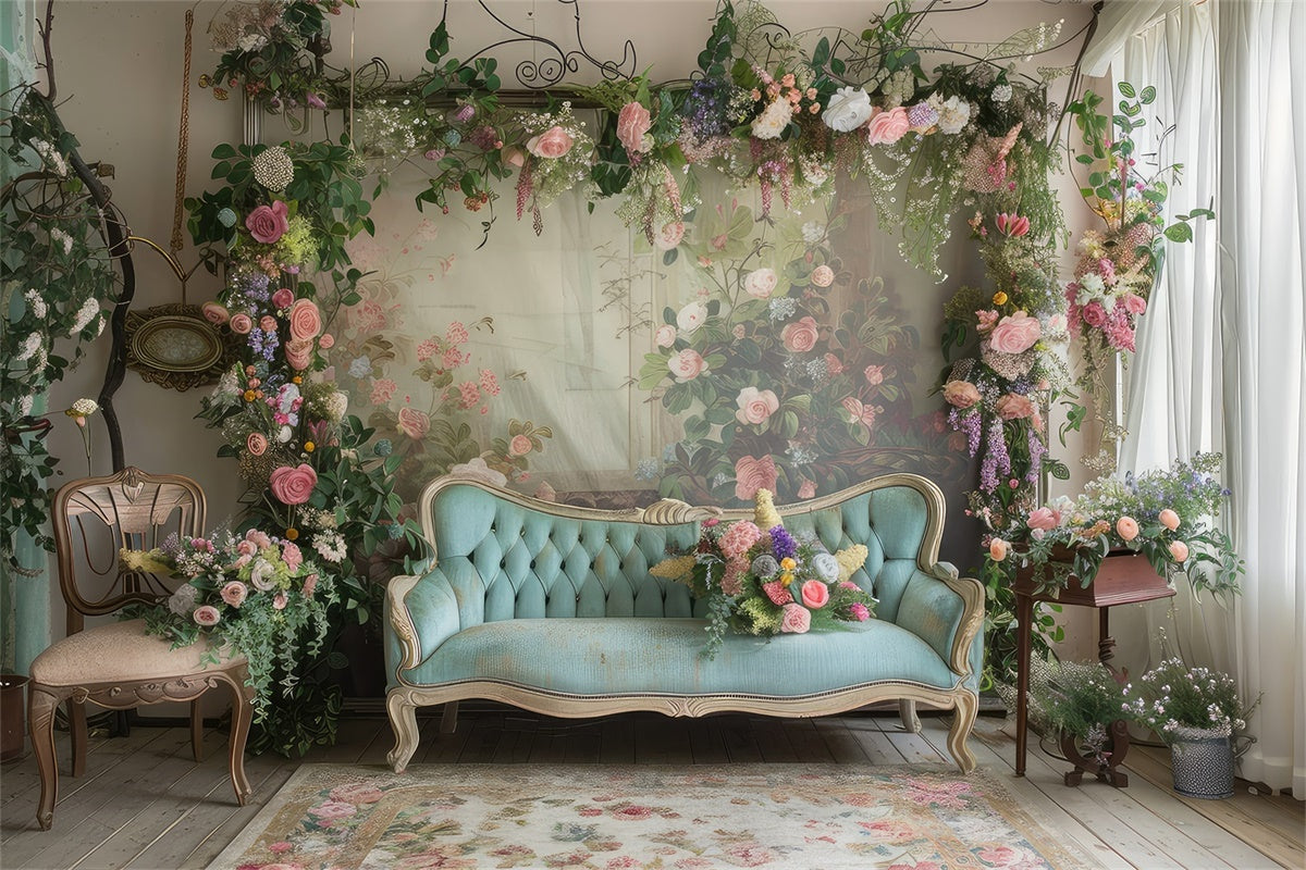 Backdrops For Mother's Day Soft Pastel Roses Sofa Backdrop UK GQ2-127