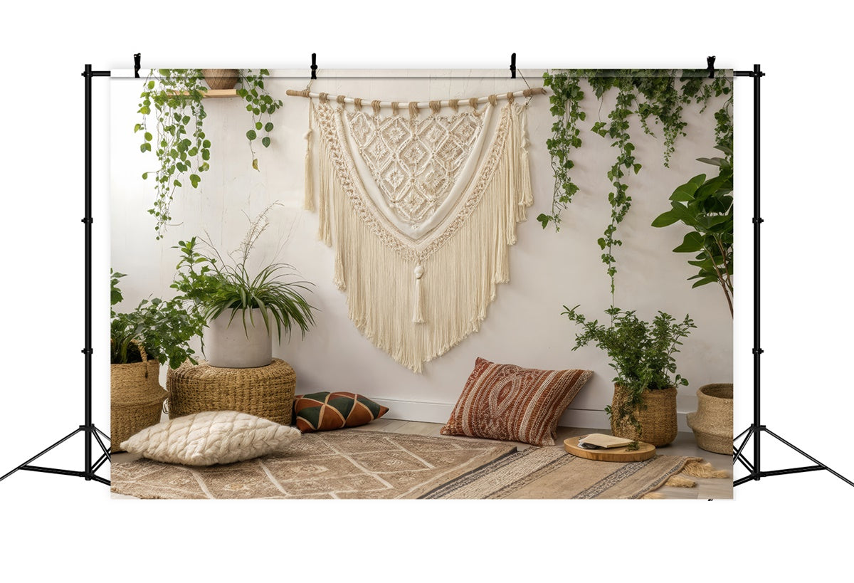 Mothers Day Photo Backdrop Soft Boho Macrame Plants Backdrop UK GQ2-128