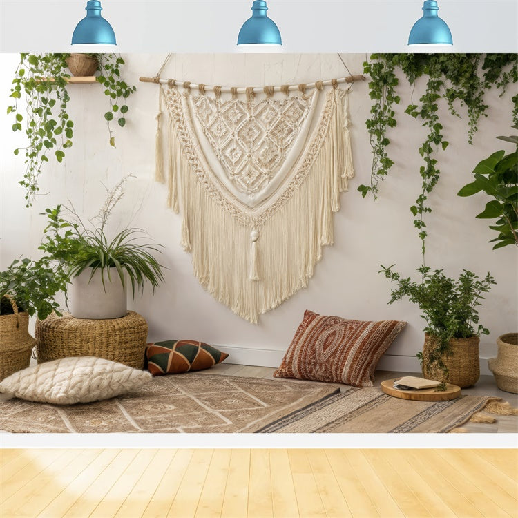 Mothers Day Photo Backdrop Soft Boho Macrame Plants Backdrop UK GQ2-128