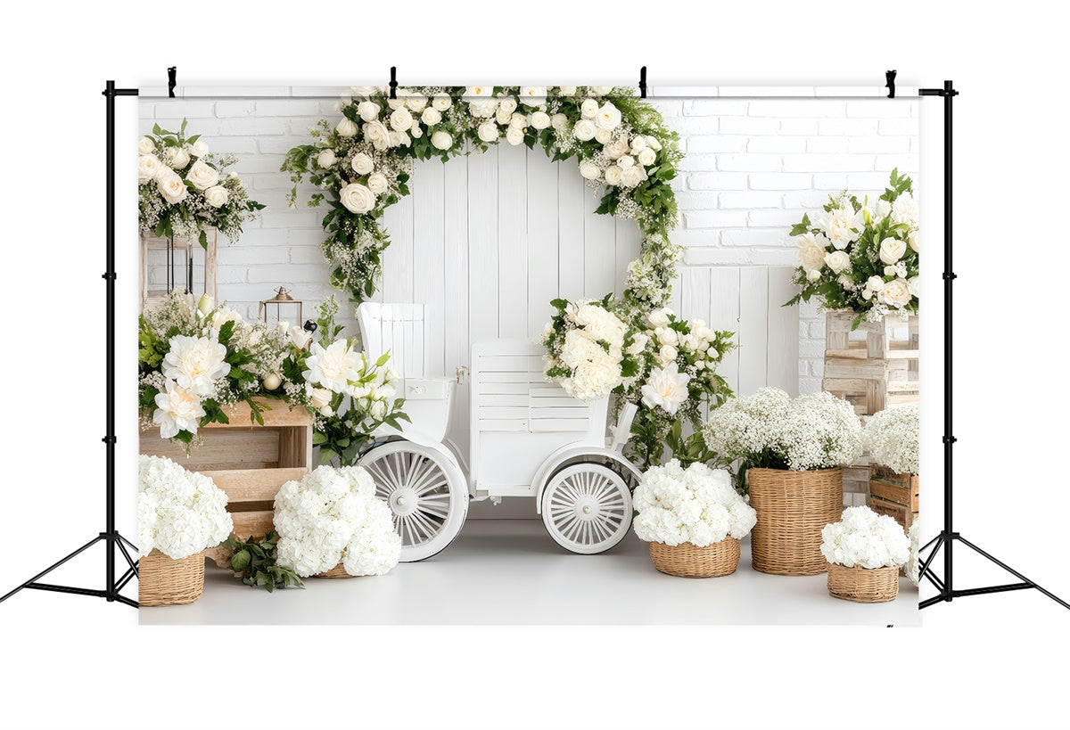 Happy Mother's Day Backdrop Fresh White Rose Arch Backdrop UK GQ2-129