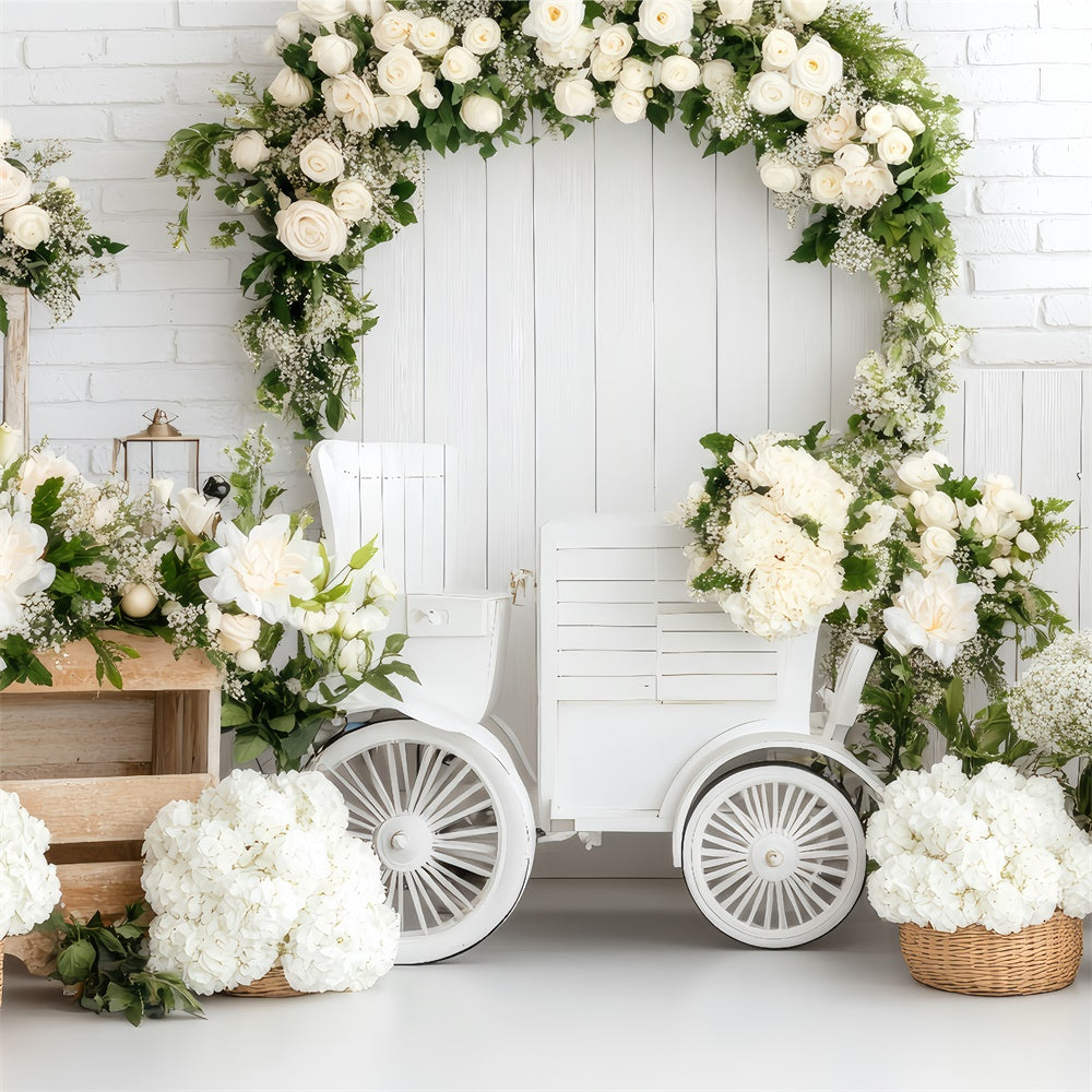 Happy Mother's Day Backdrop Fresh White Rose Arch Backdrop UK GQ2-129