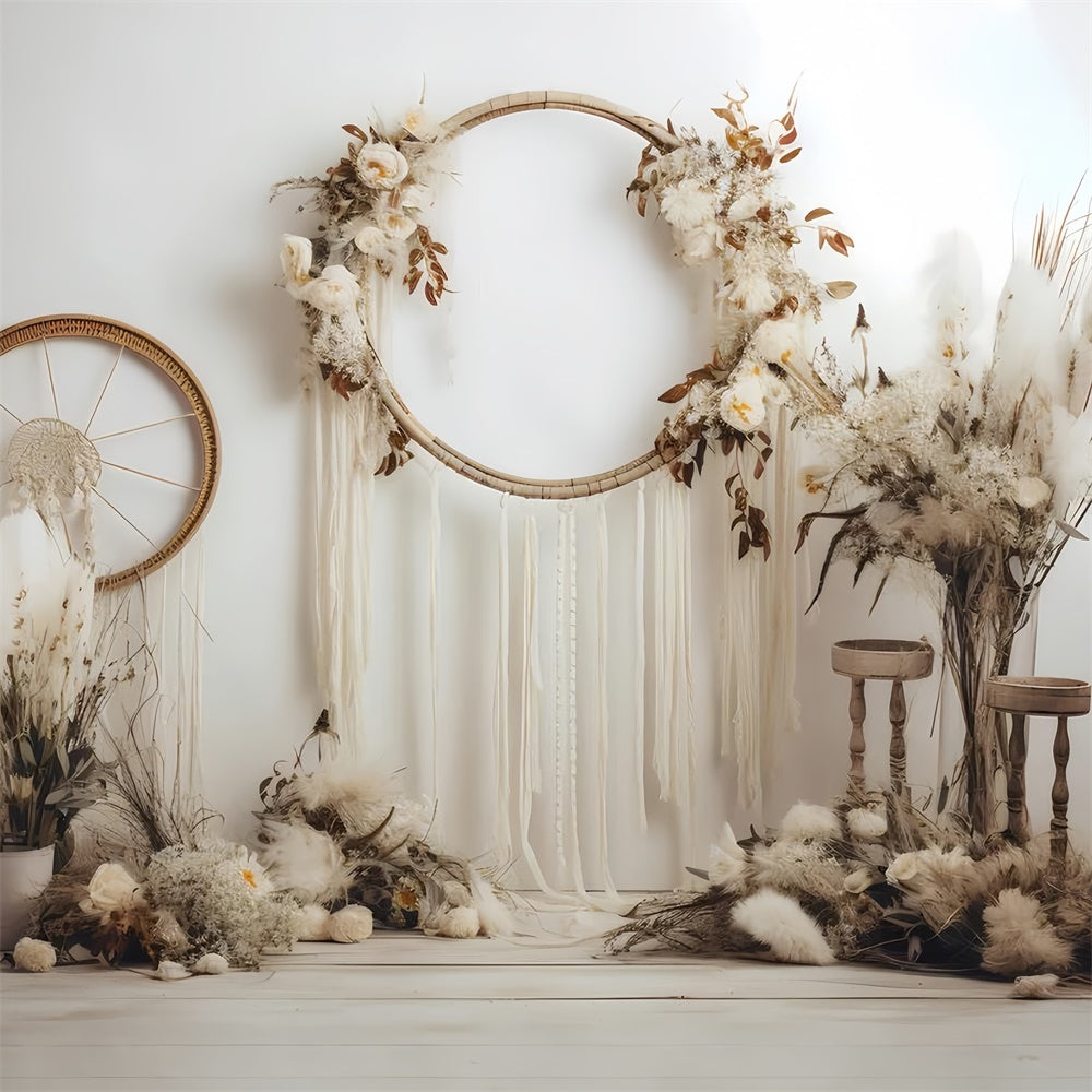 Bohemian Backdrop Soft Ivory Dreamcatcher Pampas Backdrop UK GQ2-13