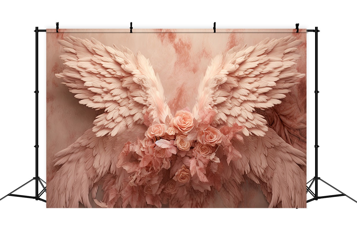 Mother's Day Photo Backdrops Dreamy Pink Rose Wings Backdrop UK GQ2-131