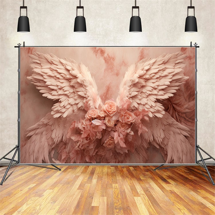 Mother's Day Photo Backdrops Dreamy Pink Rose Wings Backdrop UK GQ2-131