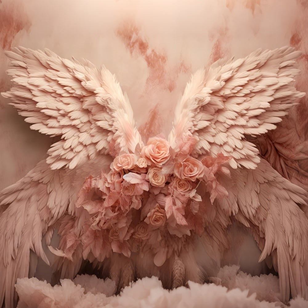 Mother's Day Photo Backdrops Dreamy Pink Rose Wings Backdrop UK GQ2-131