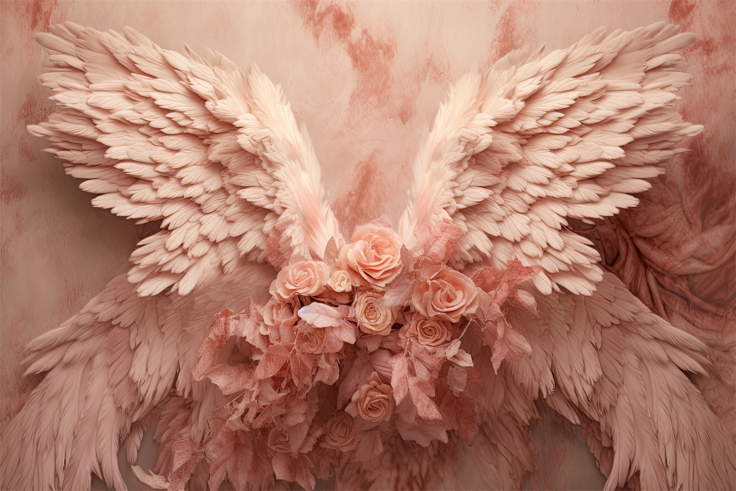 Mother's Day Photo Backdrops Dreamy Pink Rose Wings Backdrop UK GQ2-131