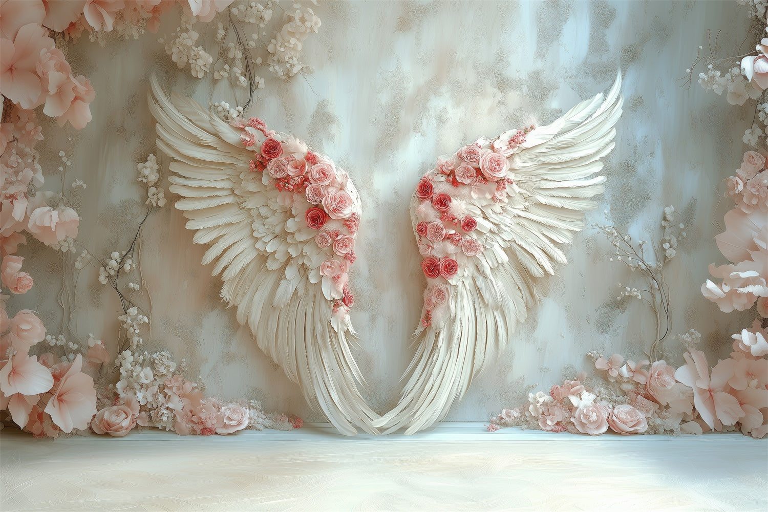 Mother's Day Backdrop Ideas Angel Wings Elegant Rose Backdrop UK GQ2-133