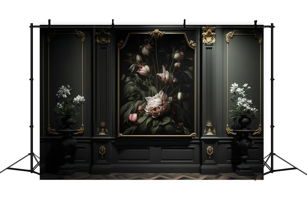 Mothers Day Backdrops Elegant Floral Wall Gold Frame Backdrop UK GQ2-134