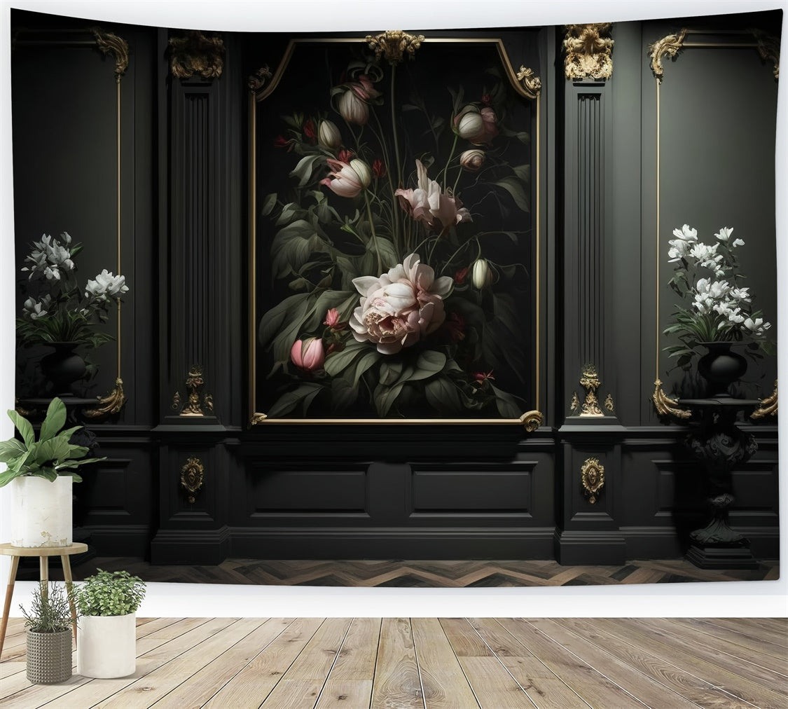 Mothers Day Backdrops Elegant Floral Wall Gold Frame Backdrop UK GQ2-134