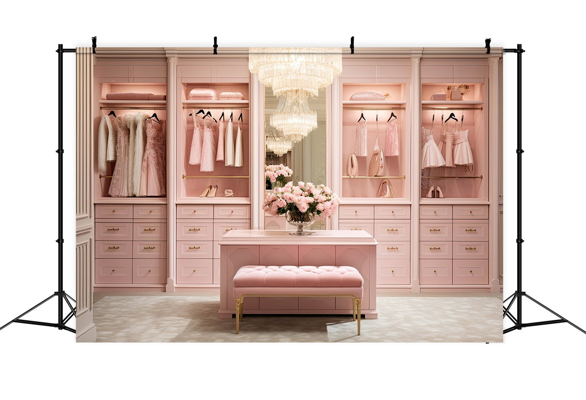 Mothers Day Backdrops Luxurious Pink Wardrobe Floral Backdrop UK GQ2-138