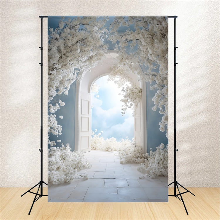 Mothers Day Photo Backdrop Tranquil White Flower Arch Backdrop UK GQ2-149