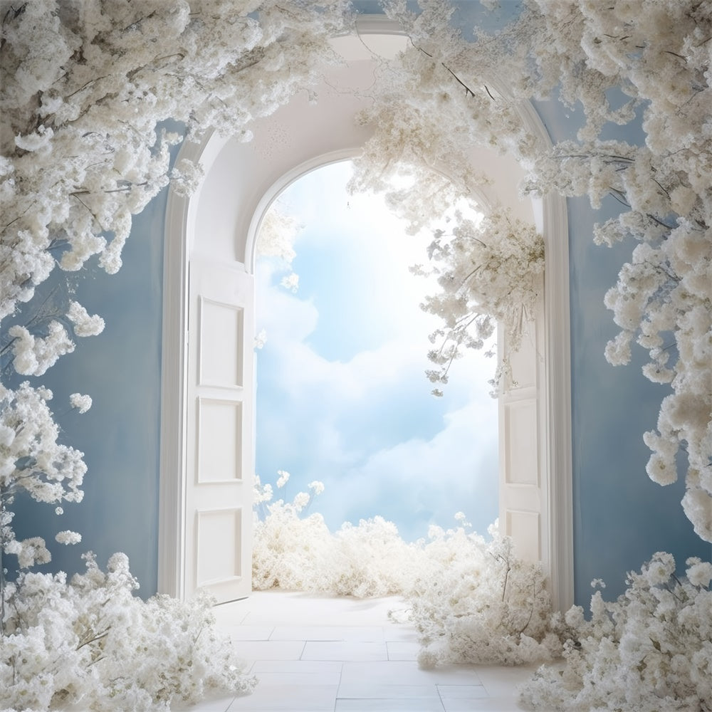 Mothers Day Photo Backdrop Tranquil White Flower Arch Backdrop UK GQ2-149