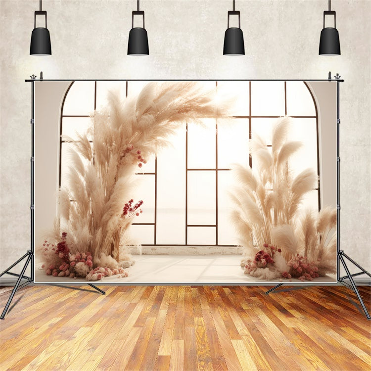 Boho Photo Backdrop Dreamy Pampas Arch Floral Backdrop UK GQ2-15