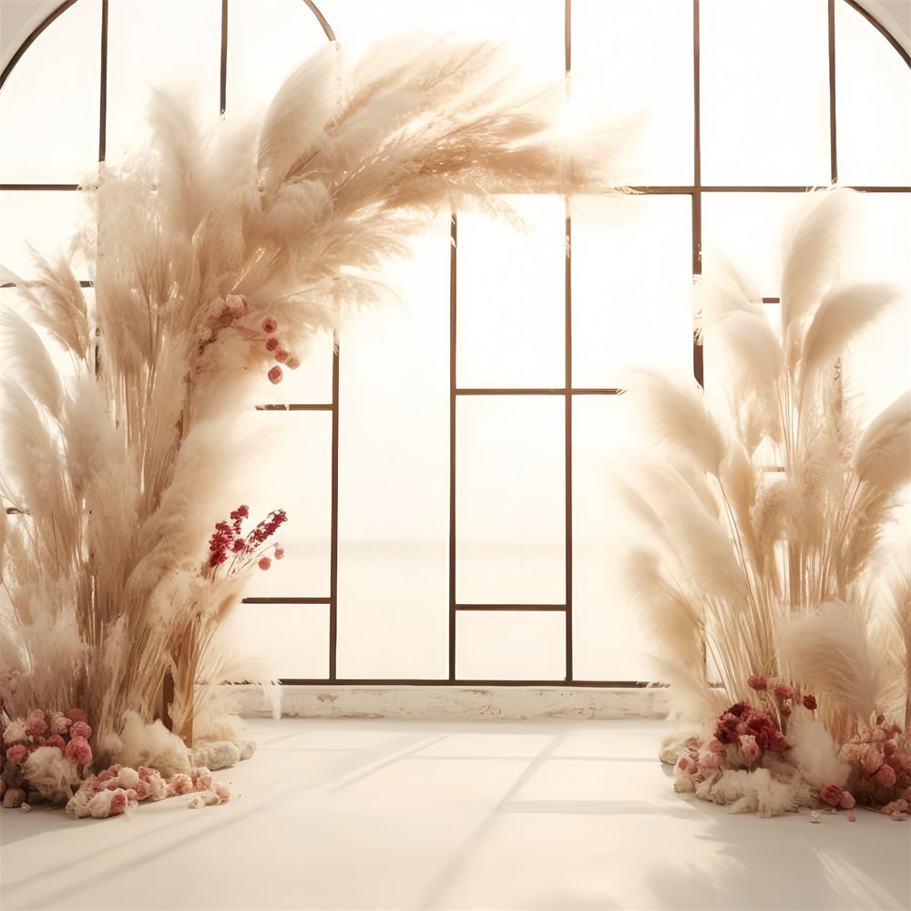 Boho Photo Backdrop Dreamy Pampas Arch Floral Backdrop UK GQ2-15