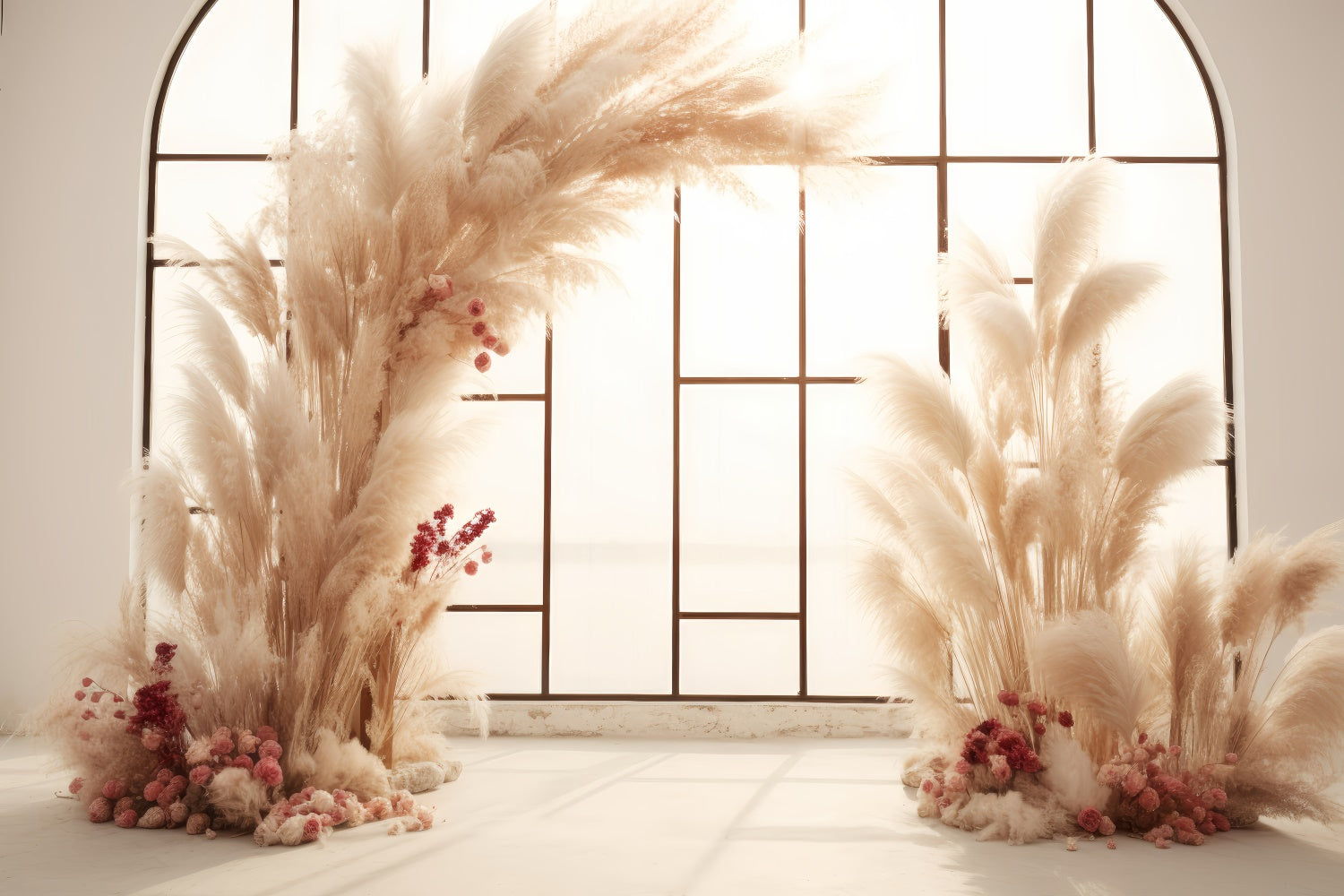 Boho Photo Backdrop Dreamy Pampas Arch Floral Backdrop UK GQ2-15