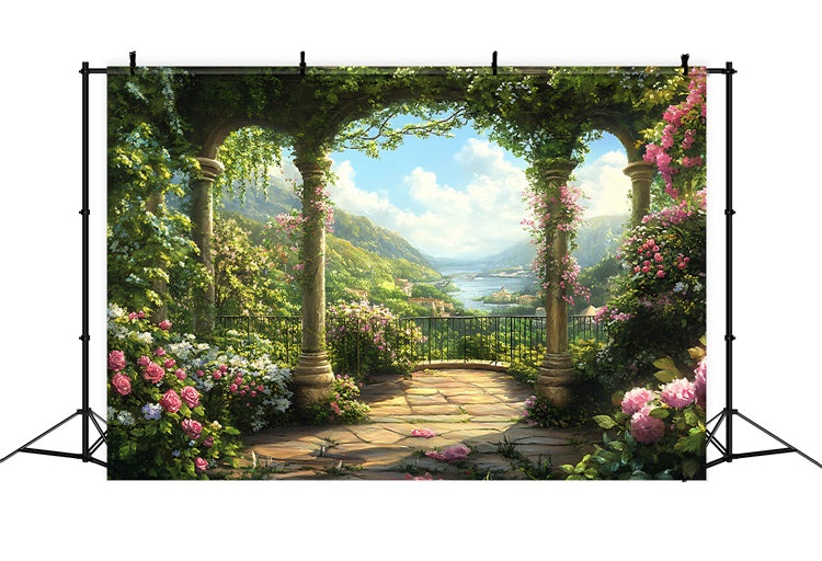 Mothers Day Backdrop Lush Floral Archway Mountain Backdrop UK GQ2-150