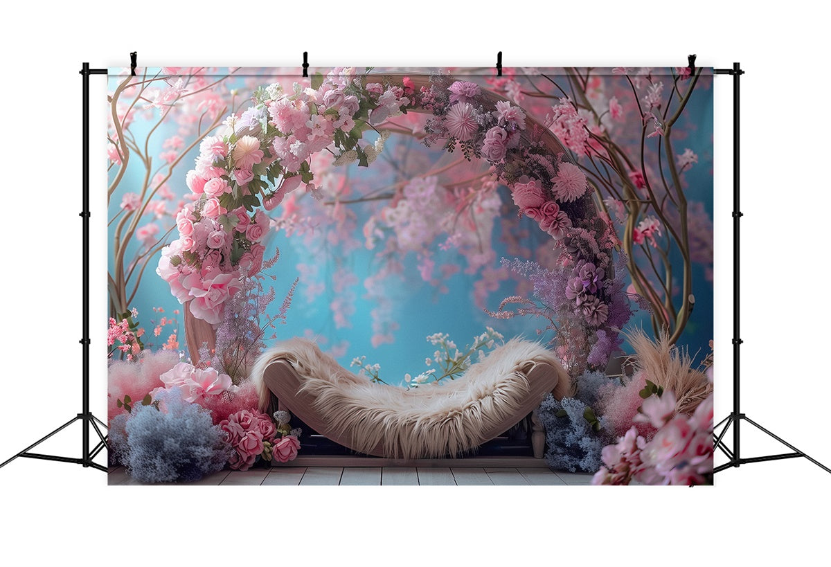 Backdrops For Mother's Day Romantic Pink Blossom Arch Backdrop UK GQ2-156