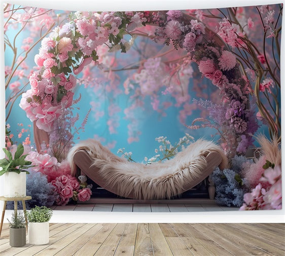 Backdrops For Mother's Day Romantic Pink Blossom Arch Backdrop UK GQ2-156