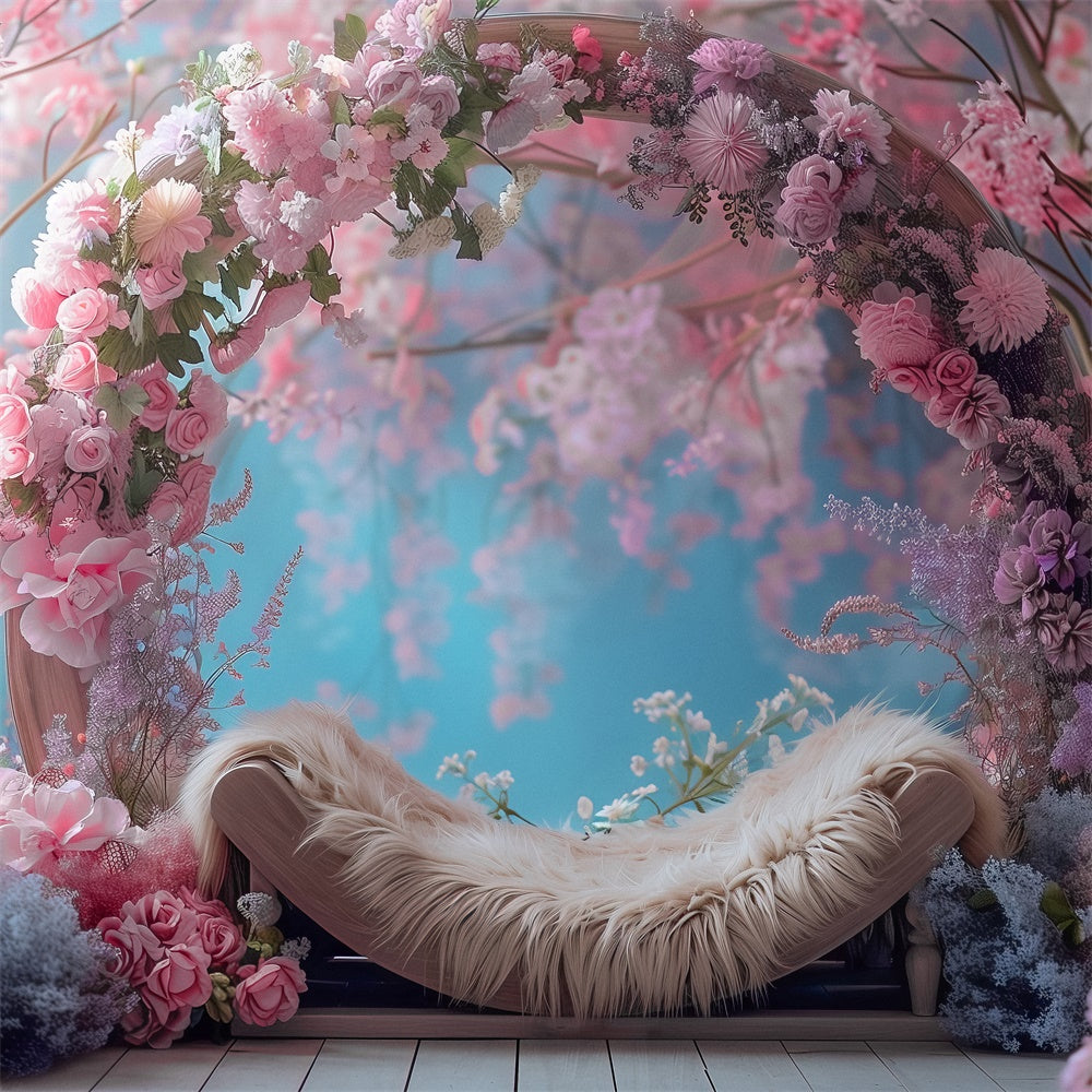 Backdrops For Mother's Day Romantic Pink Blossom Arch Backdrop UK GQ2-156