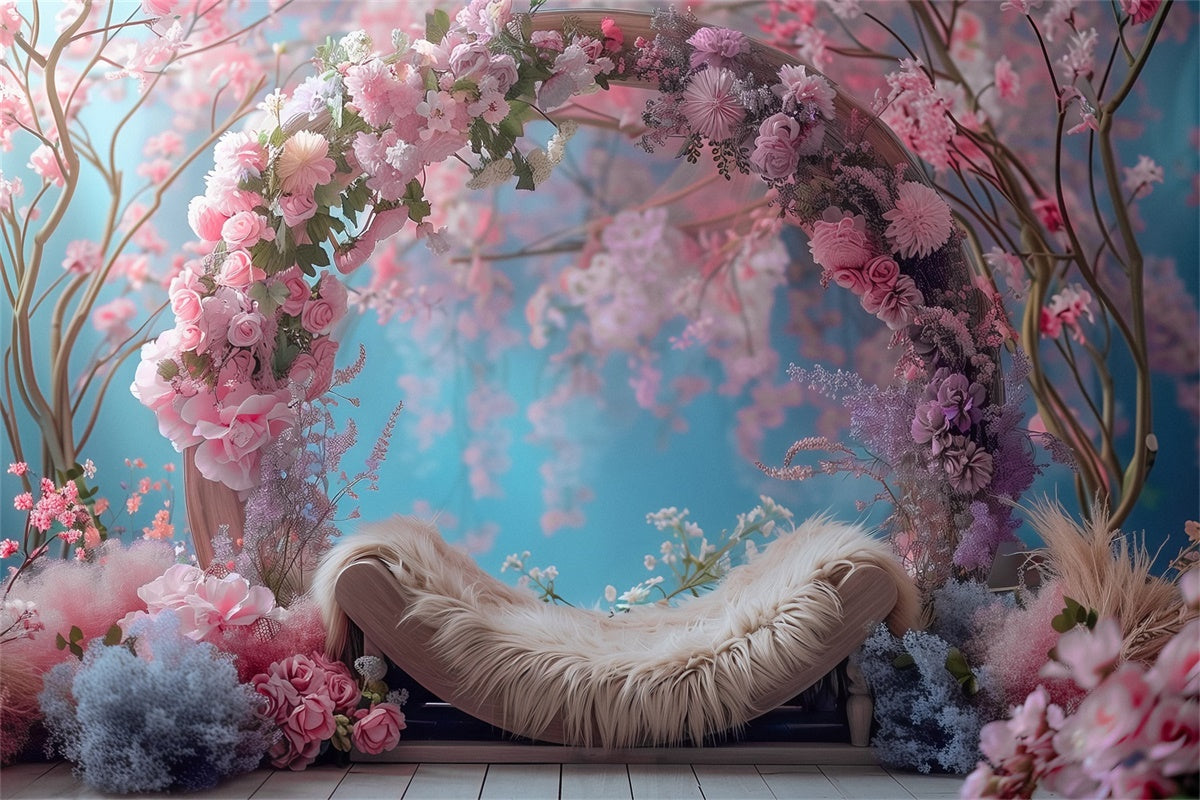 Backdrops For Mother's Day Romantic Pink Blossom Arch Backdrop UK GQ2-156