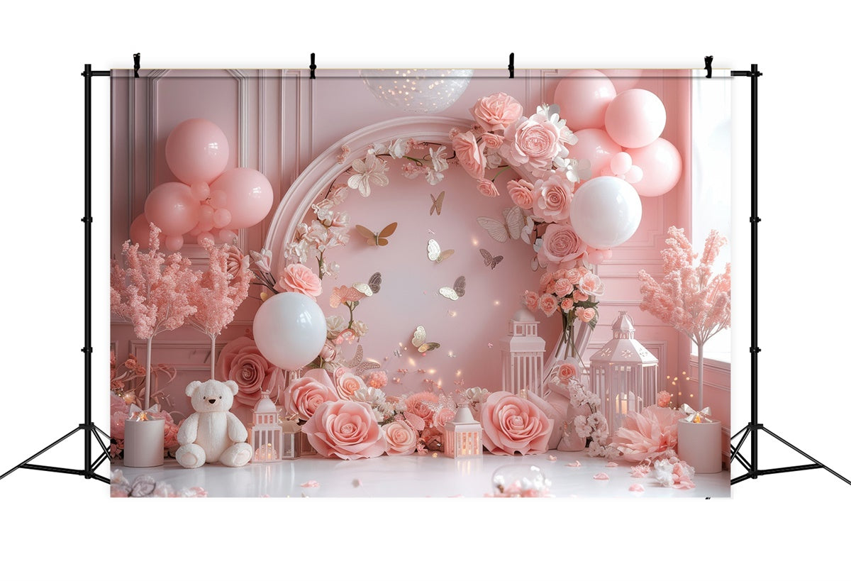 Happy Mother's Day Backdrop Sweet Pink Balloon Arch Backdrop UK GQ2-157